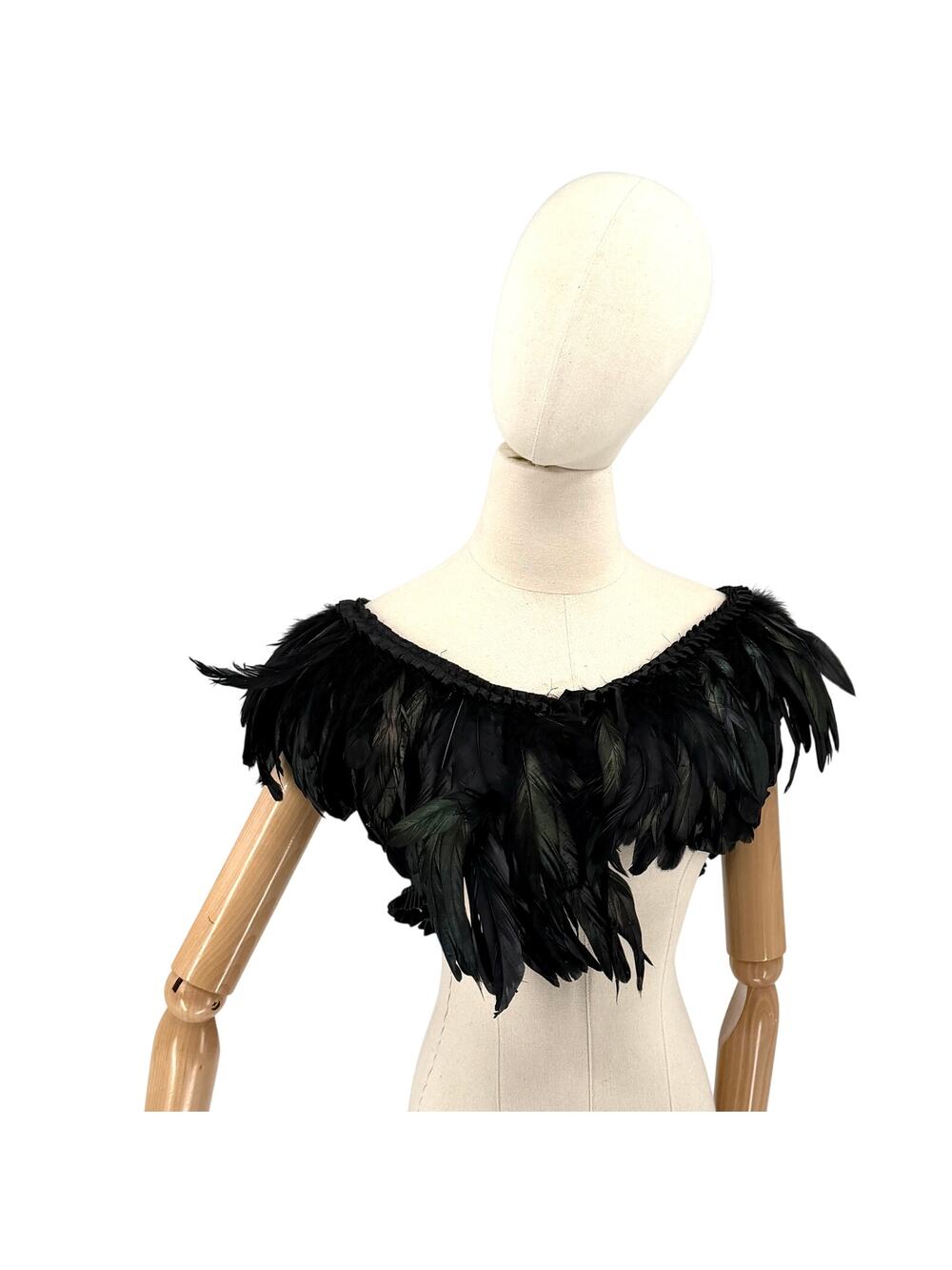 Be Wicked Black Genuine Feather Cropped Shrug Bolero Capelet